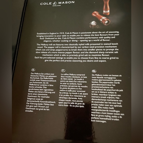 Cole & Mason Melbury Mill set Gourmet Precision Mills Brand New w Box NWT - Picture 5 of 7